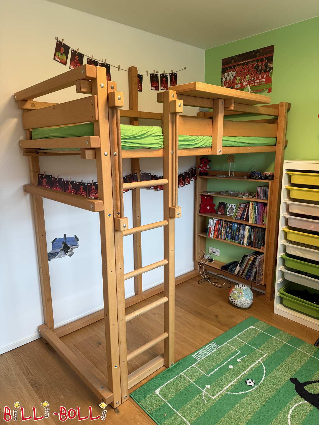 Mitwachsendes Hochbett mit einigem Zubehör in Buche geölt-gewachst (Kategorie: Hochbett mitwachsend gebraucht)