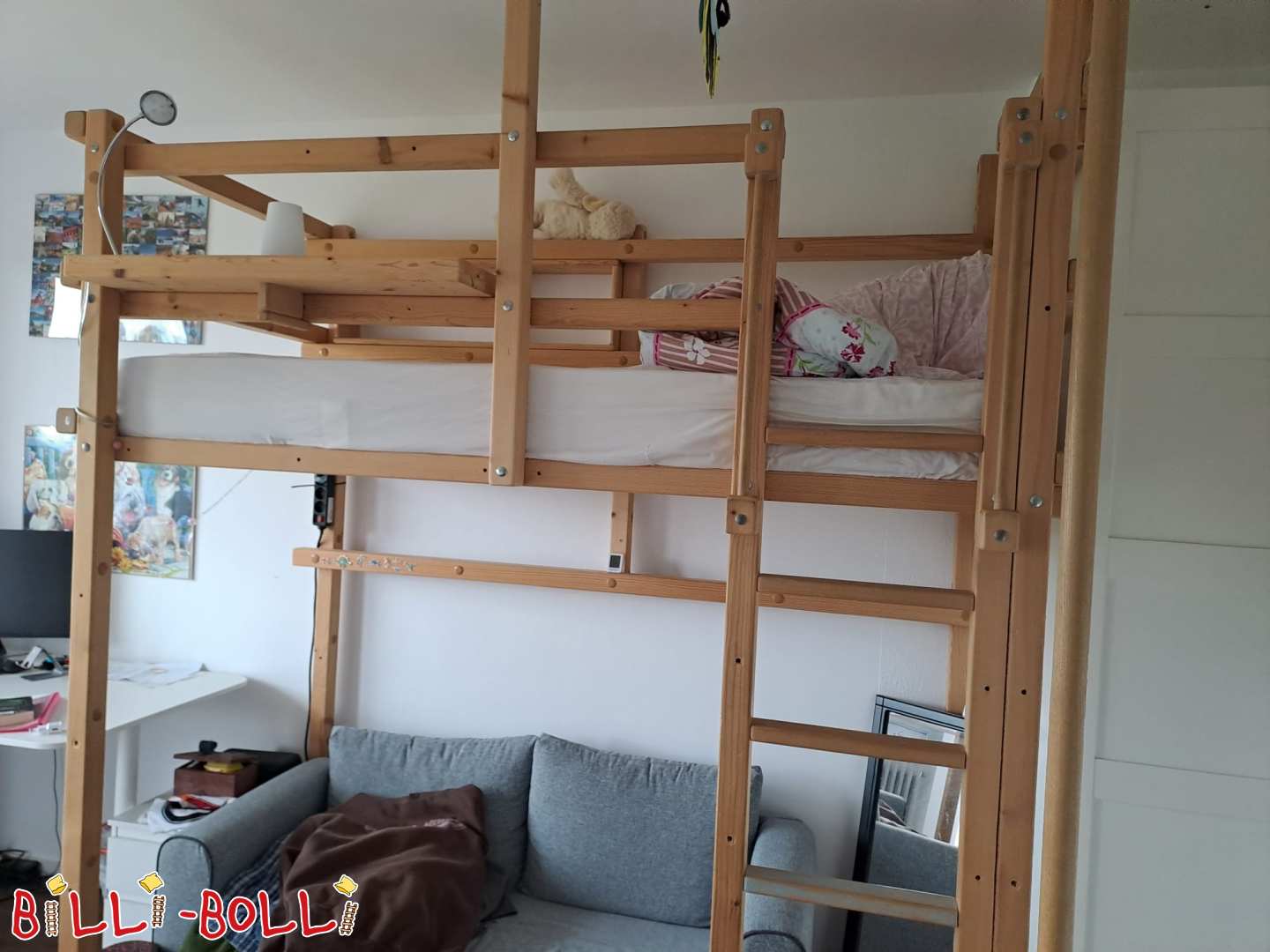 Mitwachsendes Hochbett mit Feuerwehrstange (Hochbett gebraucht) Mitwachsendes Hochbett mit Feuerwehrstange (Hochbett gebraucht)