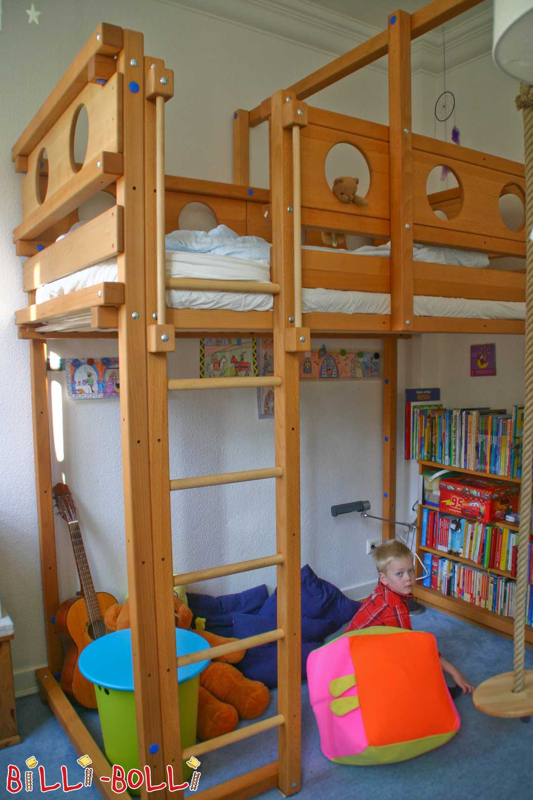 Mitwachsendes Hochbett mit hohem Fallschutz bei Aufbauhöhe 6 (Kategorie: Hochbett gebraucht)