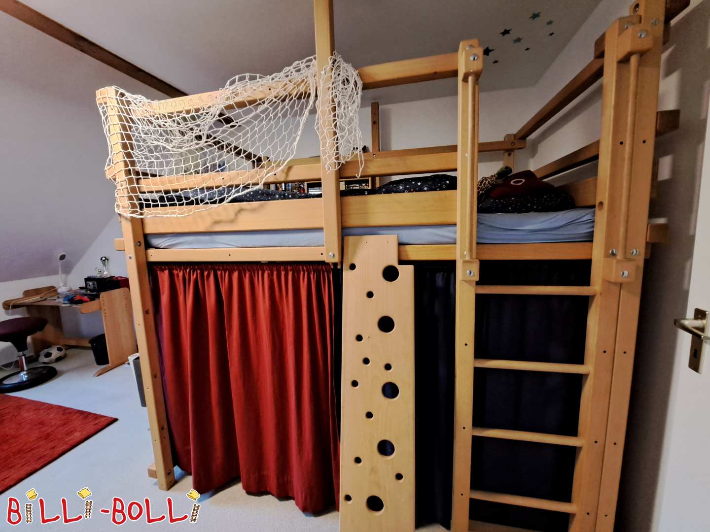Mitwachsendes Hochbett mit jede Menge Zubehör in Buche geölt-gewachst (Kategorie: Hochbett mitwachsend gebraucht)