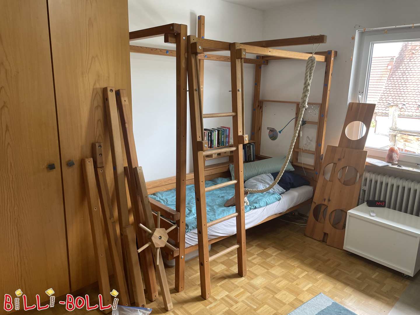 Mitwachsendes Hochbett mit Kojen-Brettern zur Abholung in München (Kategorie: Hochbett mitwachsend gebraucht)