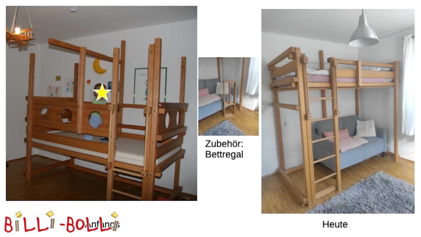 Mitwachsendes Hochbett mit Kojenbrettern in Buche, 100 x 200 (Kategorie: Hochbett mitwachsend gebraucht)