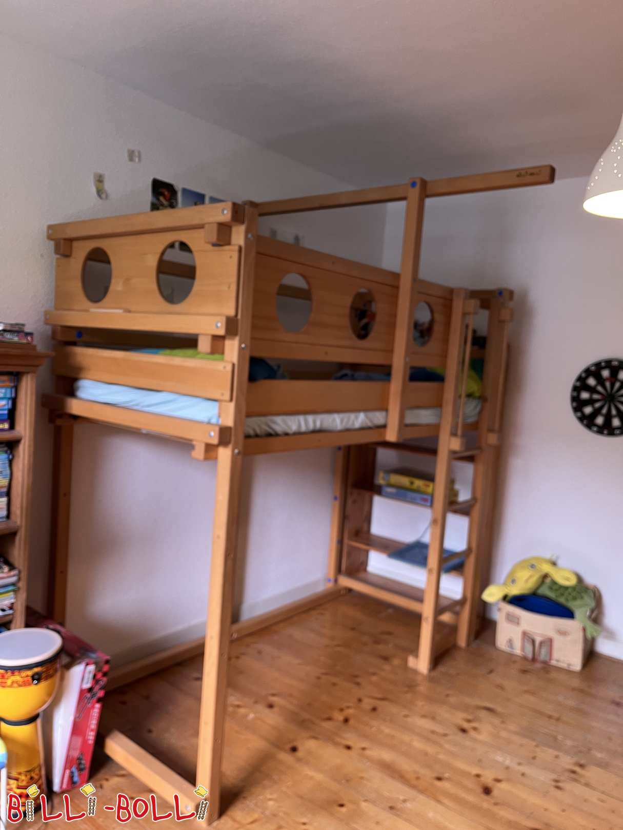 Mitwachsendes Hochbett mit Kojenbrettern, in Buche geölt-gewachst (Kategorie: Hochbett mitwachsend gebraucht)