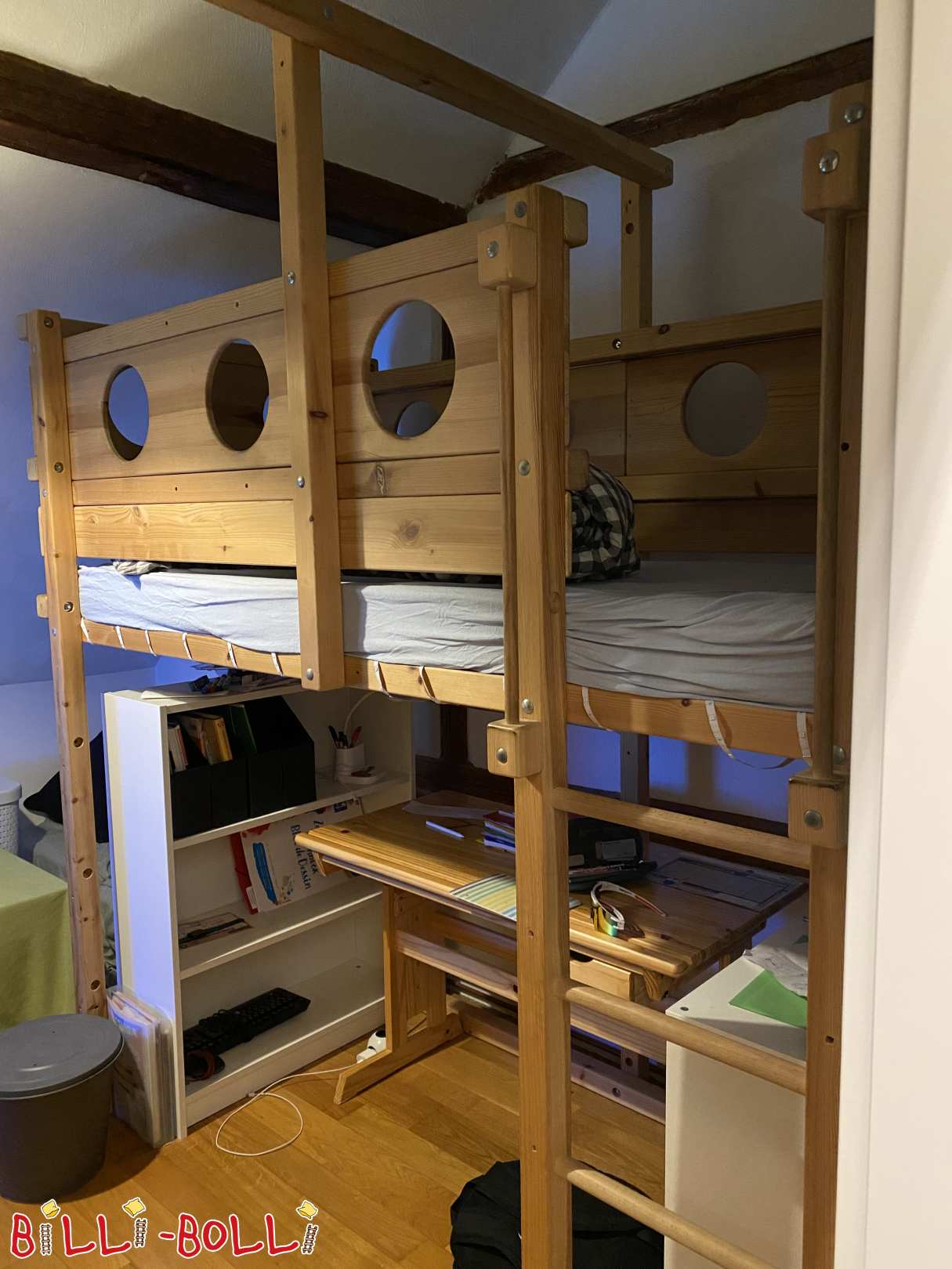Mitwachsendes Hochbett mit Kojenbrettern, Kiefer unbehandelt (Kategorie: Hochbett mitwachsend gebraucht)