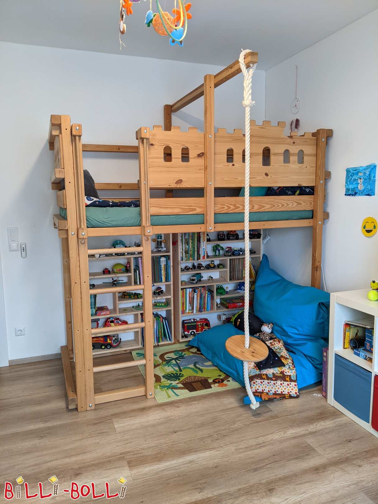 Mitwachsendes Hochbett, Ritterburg Themenbretter, Kiefer unbehandelt (Kategorie: Zubehör/Erweiterungsteile gebraucht)
