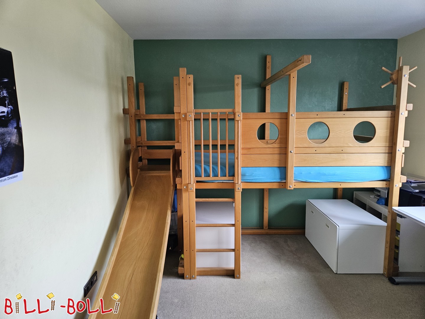 Mitwachsendes Hochbett mit Rutschenturm (Kategorie: Hochbett mitwachsend gebraucht)