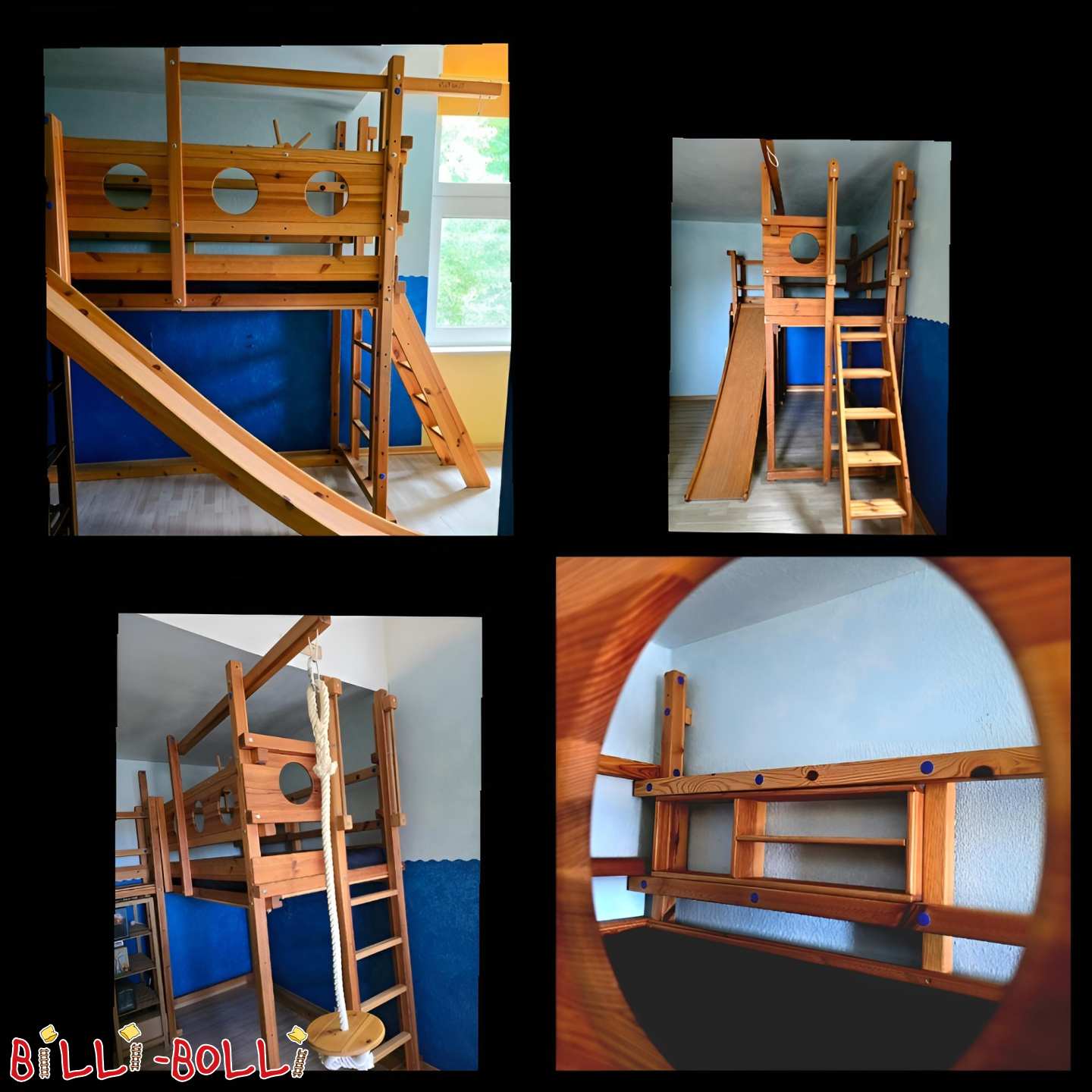 Mitwachsendes Hochbett mit Themenbrettern 'Pirat' mit Luxusausstattung (Kategorie: Hochbett mitwachsend gebraucht)