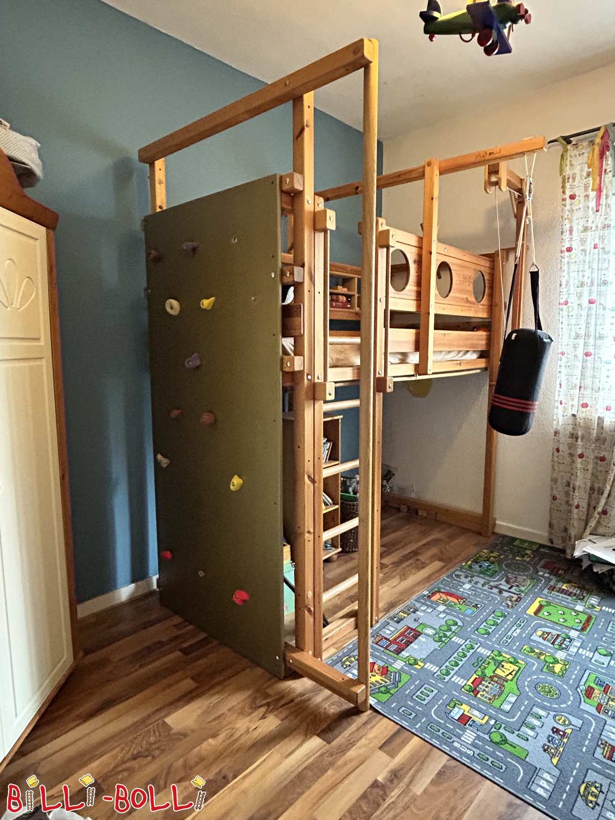 Mitwachsendes Hochbett Original Billi-Bolli mit vielen Extras (Kategorie: Hochbett mitwachsend gebraucht)