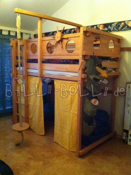 Mitwachsendes Hochbett „Pirat“, 100 x 200 in Buche (Ölwachs behandelt) (Hochbett gebraucht) Mitwachsendes Hochbett „Pirat“, 100 x 200 in Buche (Ölwachs behandelt) (Hochbett gebraucht)
