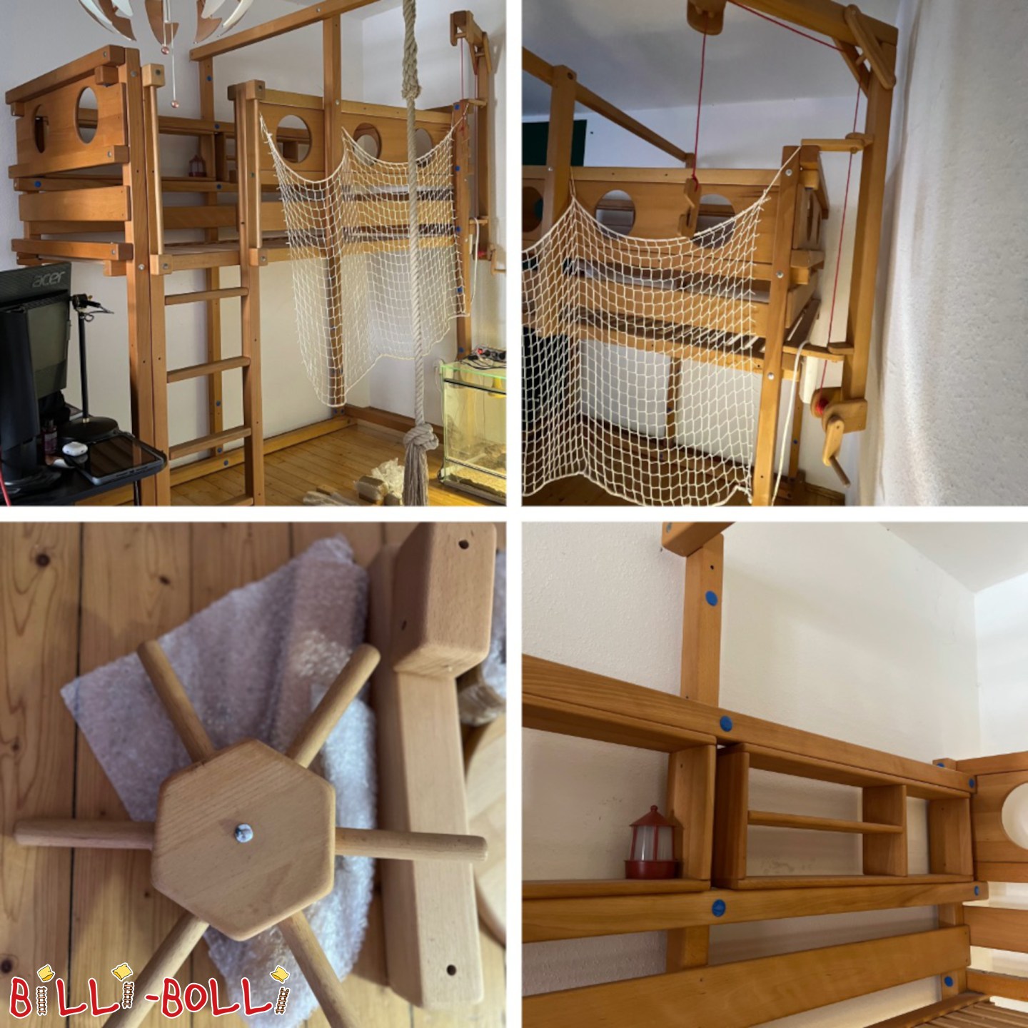 Mitwachsendes Hochbett Pirat, Buche ölwachsbehandelt, 90x200 (Kategorie: Hochbett mitwachsend gebraucht)