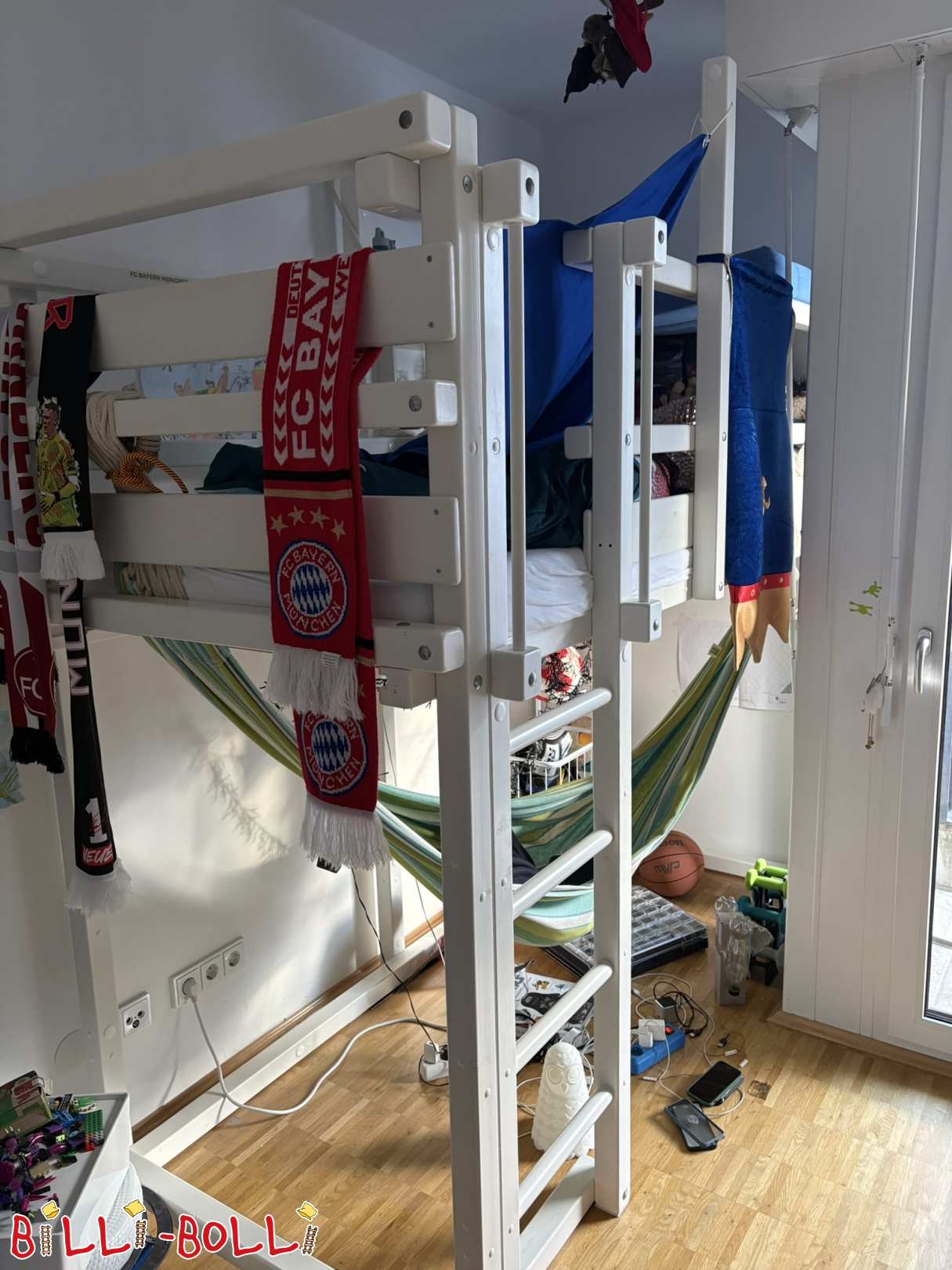 Mitwachsendes Hochbett, weiß lackiert, 90x200 cm (Kategorie: Hochbett mitwachsend gebraucht)