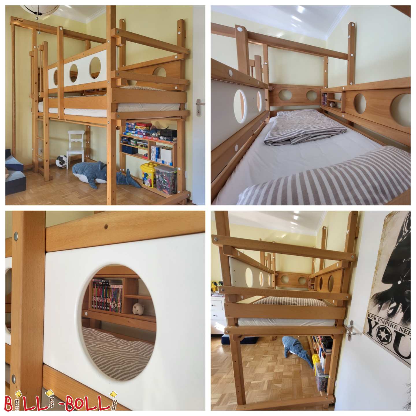 München - Mitwachsendes Hochbett Buche geölt / weiß (Kategorie: Hochbett mitwachsend gebraucht)
