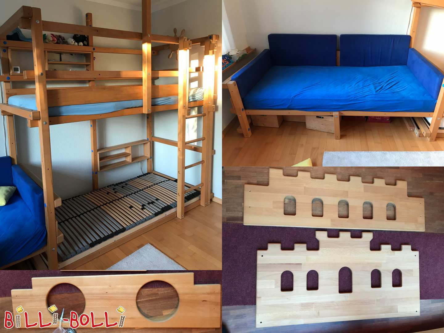 Ritter-Hochbett und Sofa aus Buche (Hochbett gebraucht) Ritter-Hochbett und Sofa aus Buche (Hochbett gebraucht)