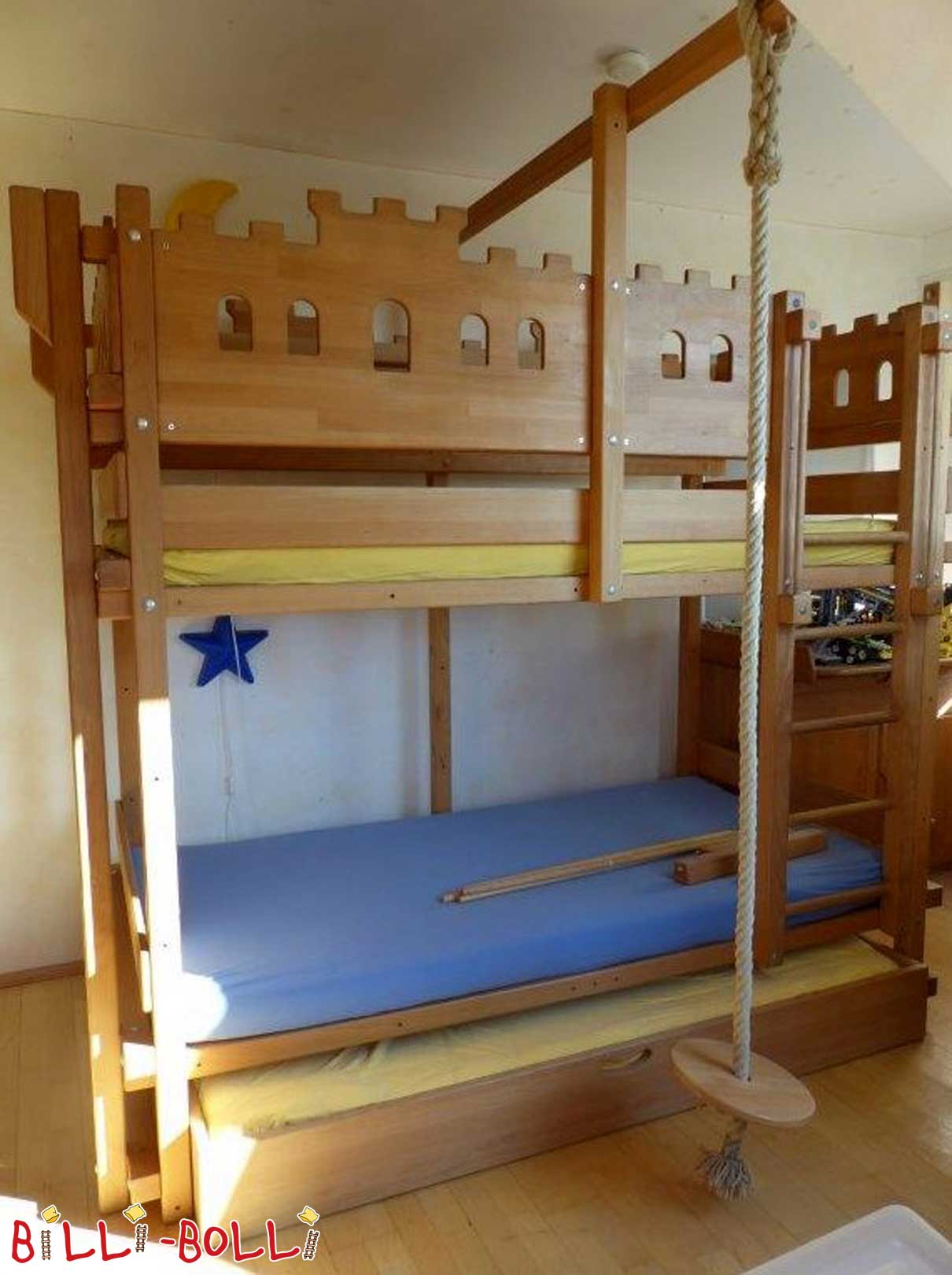 Ritterburg-Bett, Buche geölt-gewachst, 100 x 200 cm (Kategorie: Kindermöbel gebraucht)