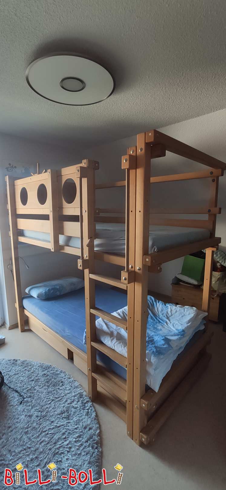 Spielbett, Etagenbett 100 x 200 mit Rutschenturm und Schaukelschiff (Kategorie: Etagenbett-seitlich-versetzt gebraucht)