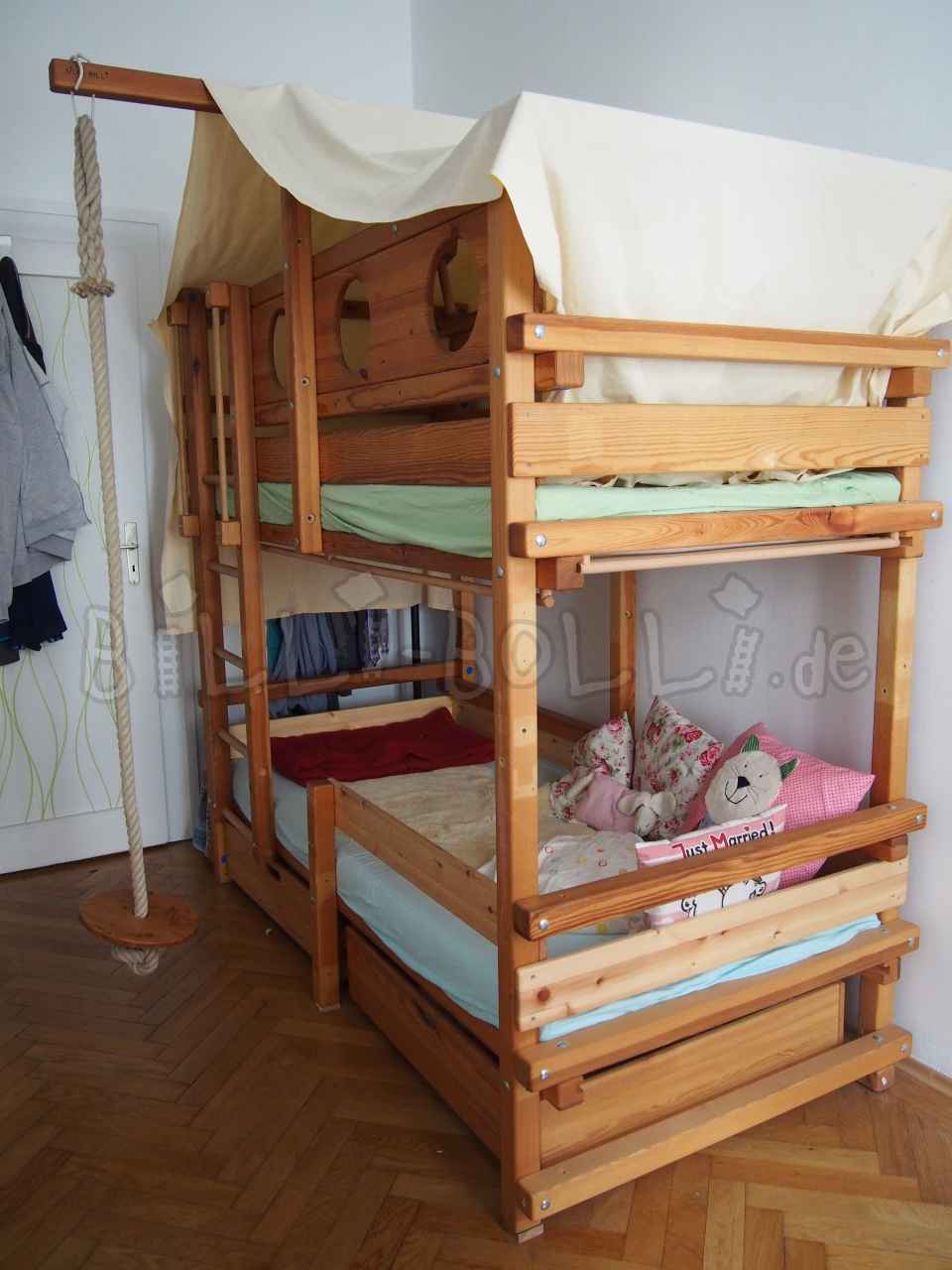 Stockbett, 90 x 200cm, Kiefer, geölt (Hochbett gebraucht) Stockbett, 90 x 200cm, Kiefer, geölt (Hochbett gebraucht)
