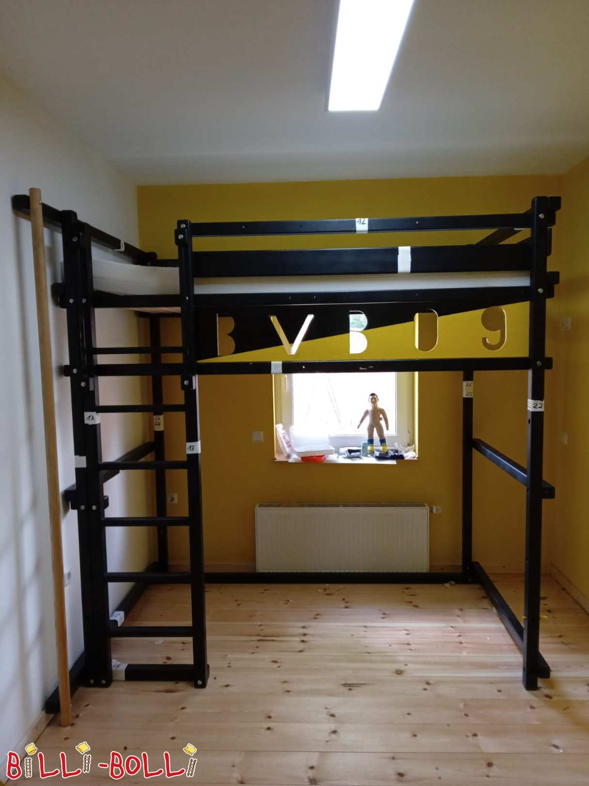 Studentenhochbett 120x220 schwarz BVB Design Magdeburg Rutschstange (Kategorie: Studenten-Hochbett gebraucht)