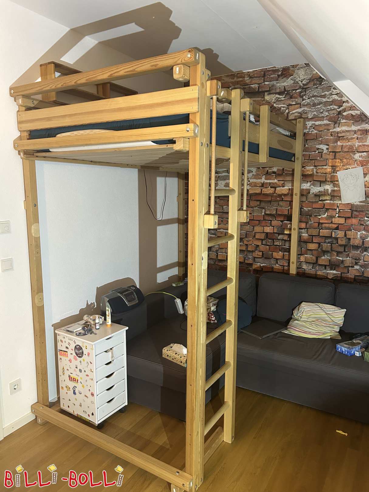 Studentenhochbett 120x200 cm, München, mit Lattenrost & Regal (Kategorie: Studenten-Hochbett gebraucht)