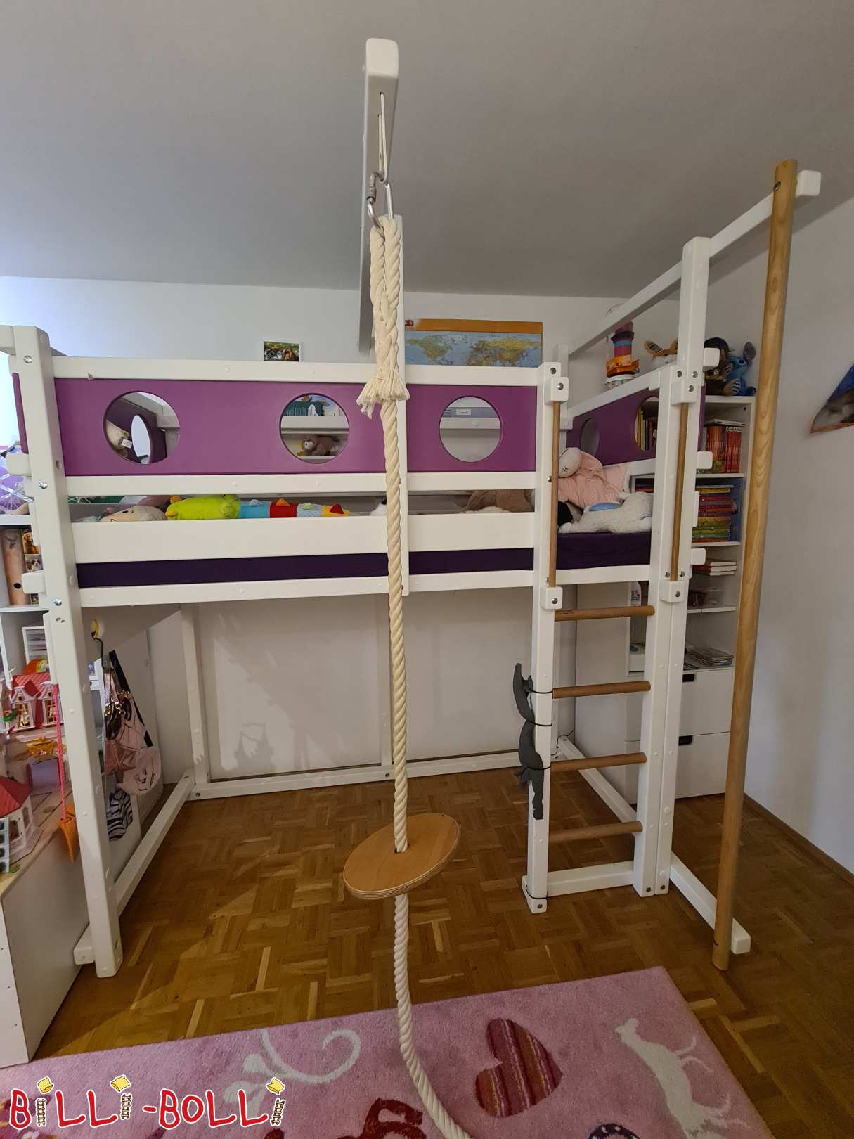Tolles mitwachsendes Billi-Bolli Hochbett in weiss Kiefer (Kategorie: Hochbett mitwachsend gebraucht)