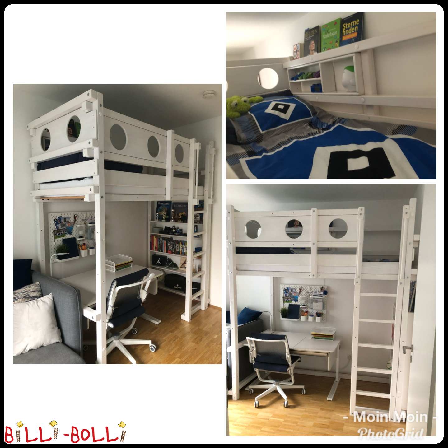 Hochbett mit extra hohen Füßen, zusätzliche weiße Lackierung (Kategorie: Hochbett mitwachsend gebraucht)