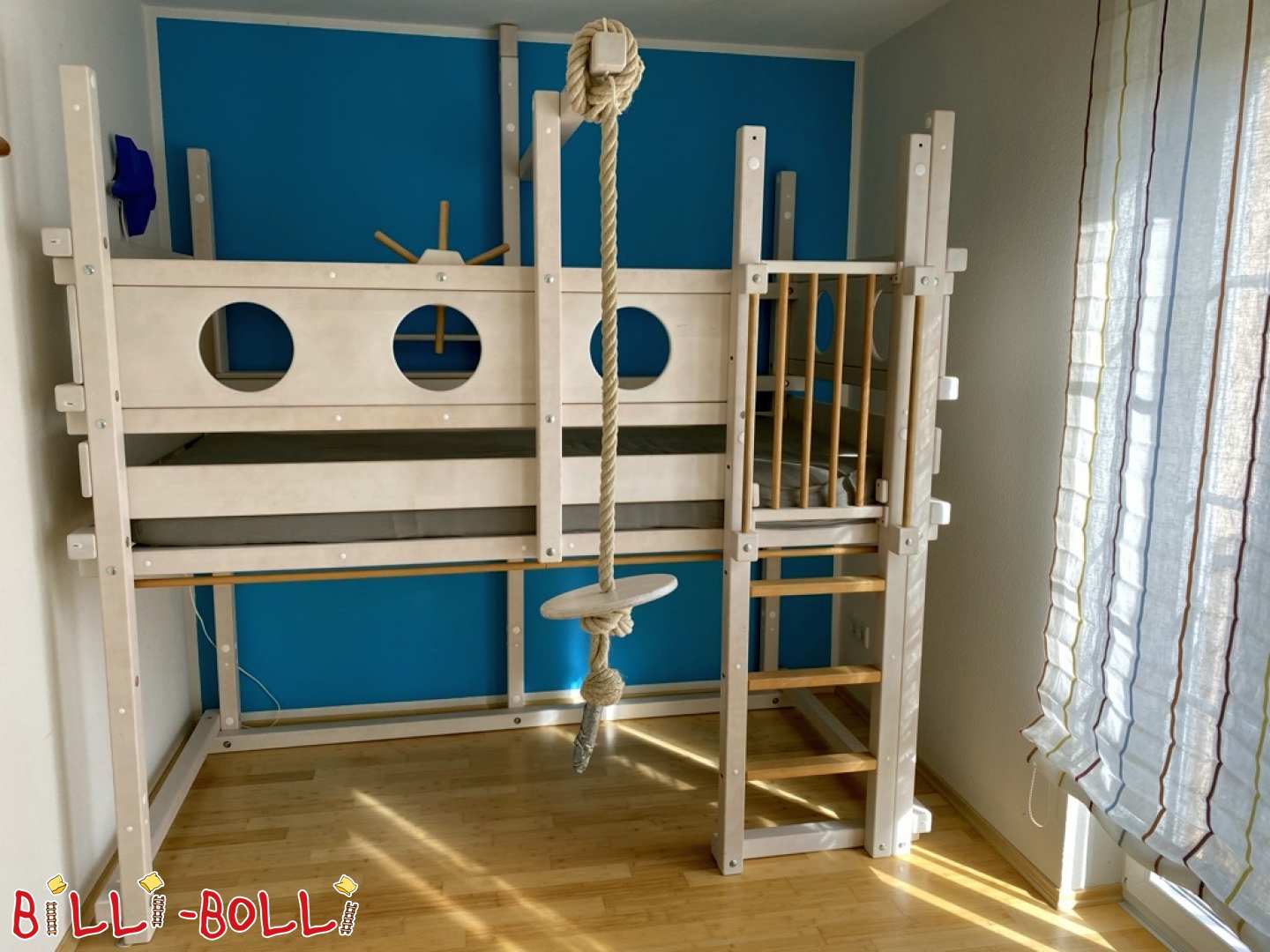 Weiß lasiertes Hochbett (100 x 200 cm) (Kategorie: Hochbett gebraucht)